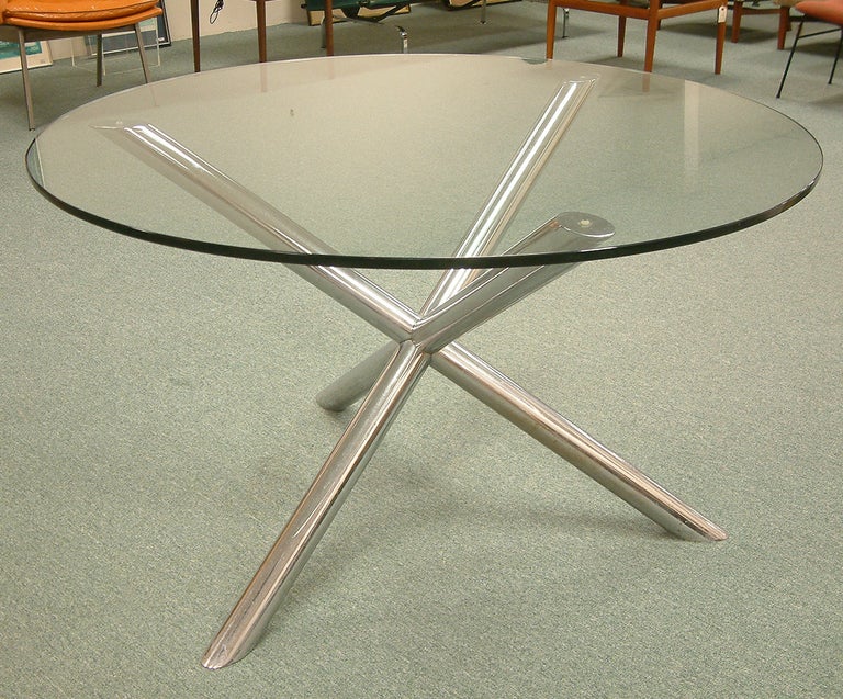 Chrome and Glass Dining Table in the Manner of Marie-Claude De Fouquières